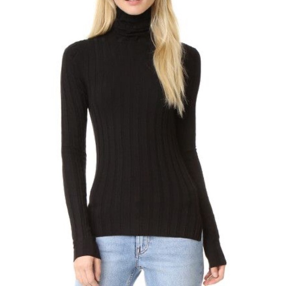 ACNE STUDIOS Corin Ribbed Merino Wool Blend Turtleneck Sweater Black